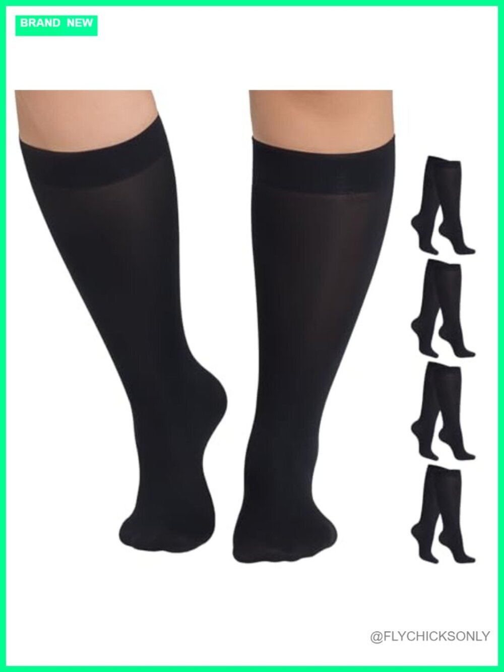 Plus Size Knee High Socks for Women Nylon Trouser Socks 4 Pack Semi Opaque
